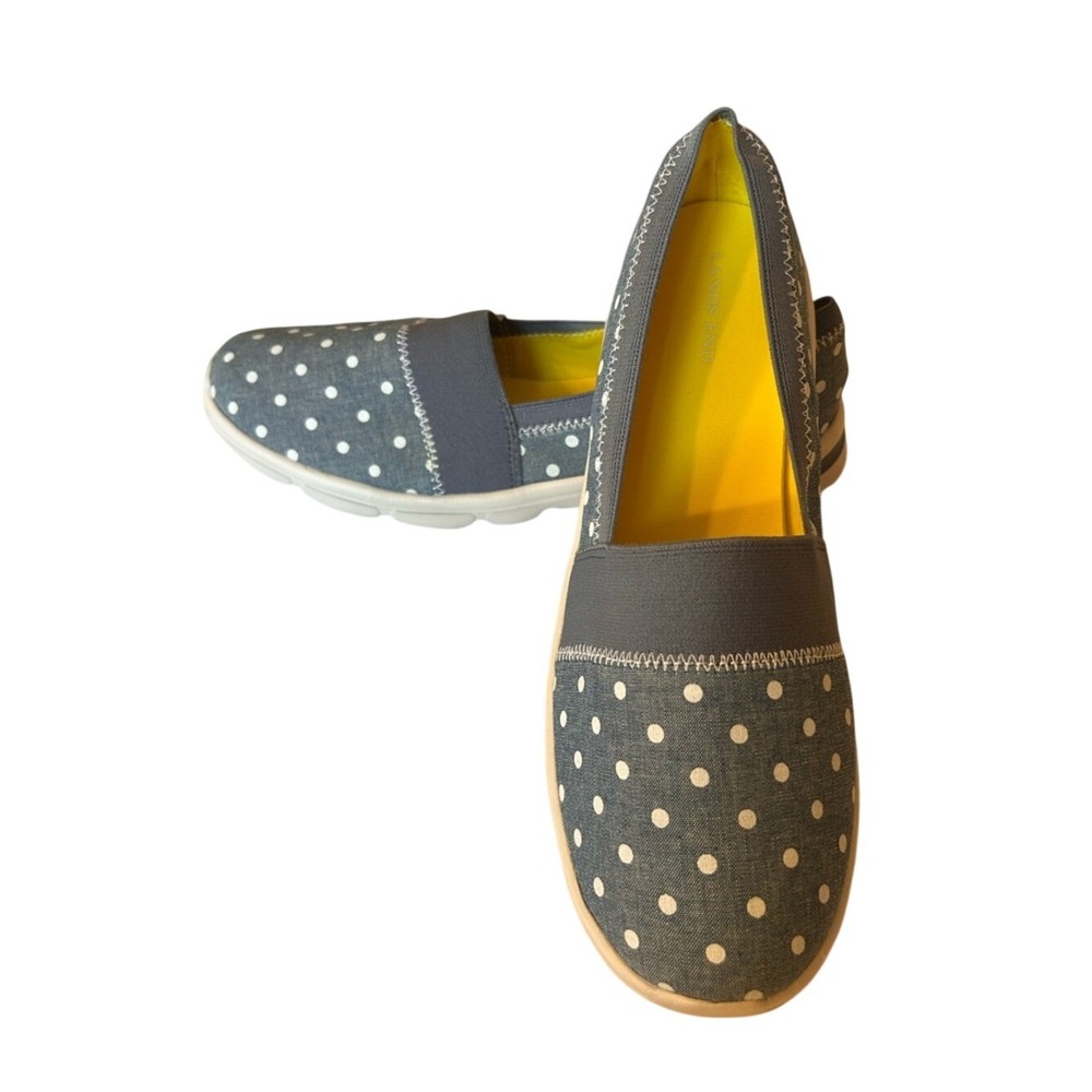 NWT Lands' End Blue and‎ White Polka Dot New Gatas Slip on Shoes Size 9